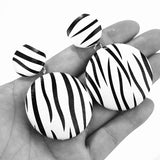 Zebra Print Round Earrings