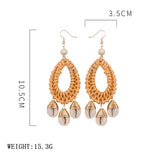 Rattan Cowrie Drop Earrings