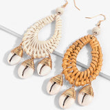 Rattan Cowrie Drop Earrings