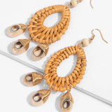 Rattan Cowrie Drop Earrings