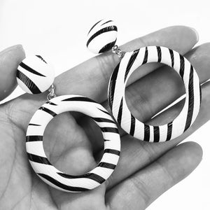 Zebra Print Open Circle Earrings