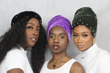 Hand Beaded Velvet Turban Headwraps